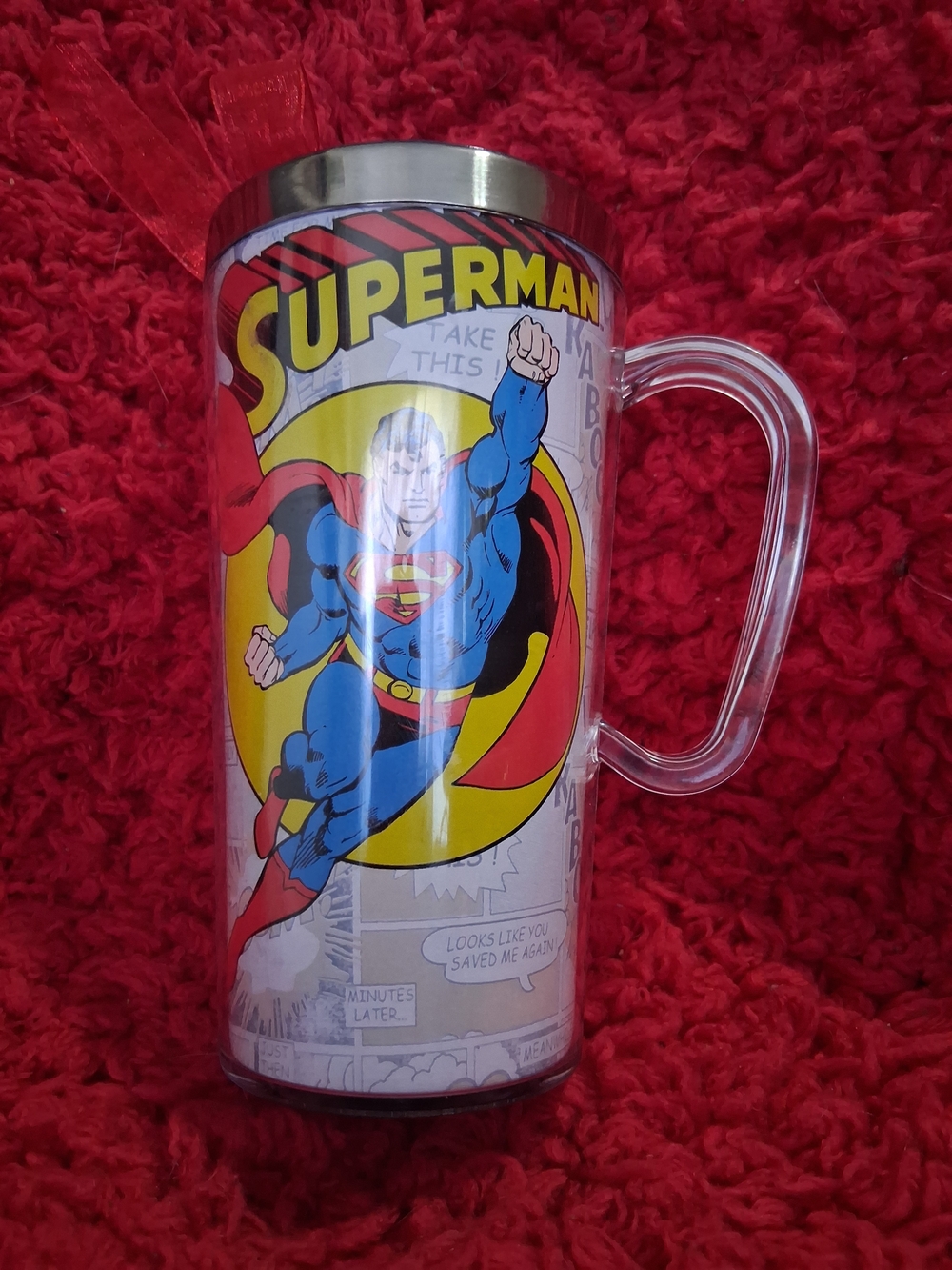 Superman Red and Blue Travel Mug